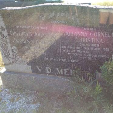 MERWE Phillippus Johannes Jacobus, van der 1878-1948 &amp; Johanna Cornelia Christina VILJOEN 1886-1965