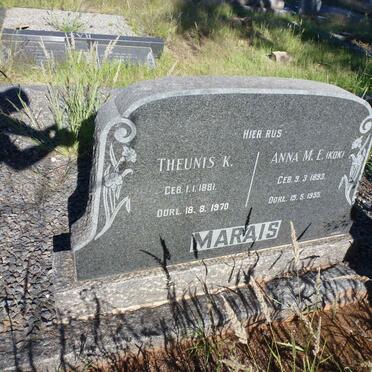 MARAIS Theunis K. 1881-1970 &amp; Anna M.E. KOK 1893-1955