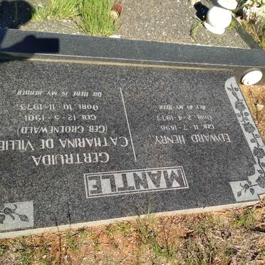 MANTLE Edward Henry 1896-1977 &amp; Gertruida Catharina De Villiers GROENEWALD 1901-1973