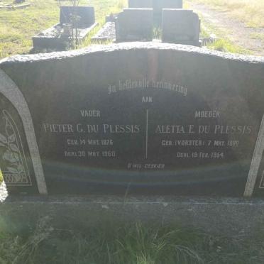 PLESSIS Pieter G., du 1876-1960  &amp; Aletta E. VORSTER 1880-1954