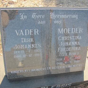 PLESSIS Dirk Johannes, du 1907-1997 &amp; Christina Johanna Frederika KOK 1913-1998