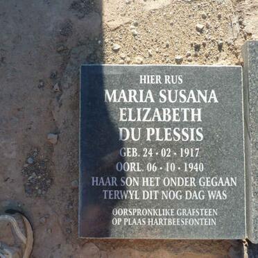 PLESSIS Maria Susanna Elizabeth, du 1917-1940