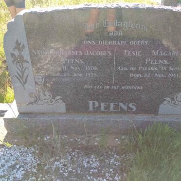 PEENS Sarel Johannes Jacobus 1870-1938 &amp; Elsie Magaretha DU PLESSIS 1871-1951