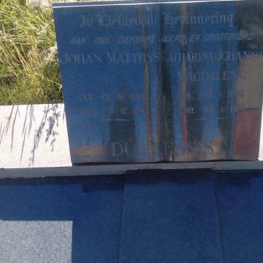 PLESSIS Johan Matthys, du 1887-1969 &amp; Catharina Johanna Magdalena 1880-1970