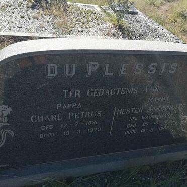 PLESSIS Charl Petrus, du 1891-1973 &amp; Hester Antoinette WASSERMAN 189?-1868