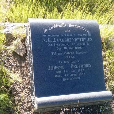 PRETORIUS Johnnie 1872-1963 &amp; A.G.J. PRETORIUS 1872-1950