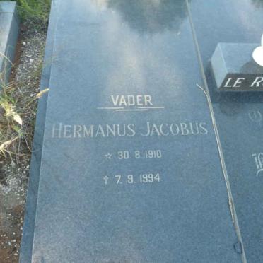 ROUX Hermanus Jacobus, le 1910-1994 &amp; Helletje Levina STEYN 1913-1989