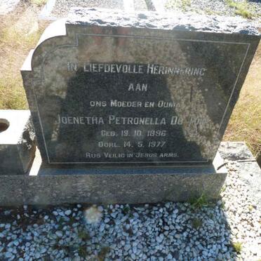TOIT David Gerhardus Cornelius, du 1890-1962 &amp; Joenetha Petronella 1896-1977