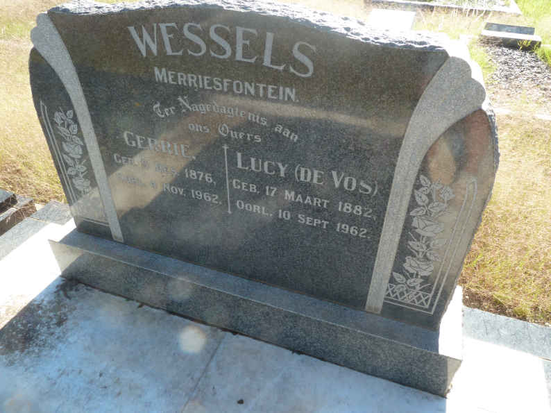 WESSELS Gerrie 1876-1962 &amp; Lucy DE VOS 1882-1962