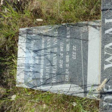 WAAL Maria Johanna Wilhelmina, de nee DE WET 1889-1972