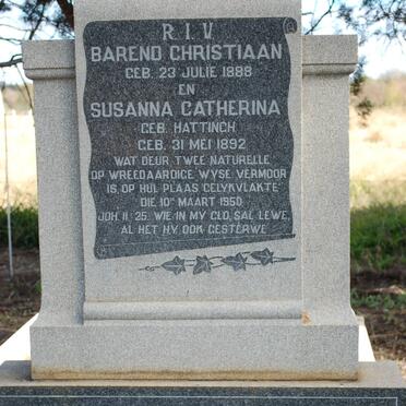 WYK Barend Christiaan, van 1888-1950 &amp; Susanna Catherina HATTINGH 1892-1950