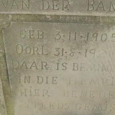 BANK Jurie Johannes Roelof, van der 1905-1926