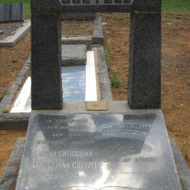 COETZEE Anna Catharina Magdalena nee LOUW 1872-1953