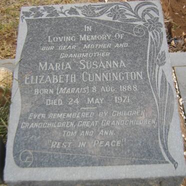CUNNINGTON Maria Susanna Elizabeth nee MARAIS 1888-1971