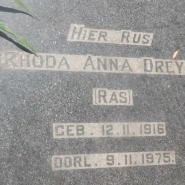 DREYER Rhoda Anna nee RAS 1916-1975