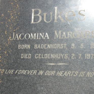 GELDENHUYS Jacomina Margaretha formerly BUKES nee BADENHORST 1856-1979