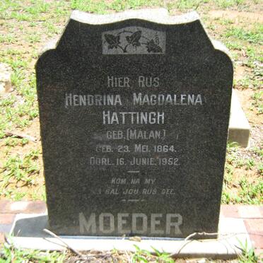 HATTINGH Hendrina Magdalena nee MALAN 1864-1952