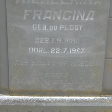 HAMMAN Wilhelmina Francina nee DU PLOOY 1886-1947