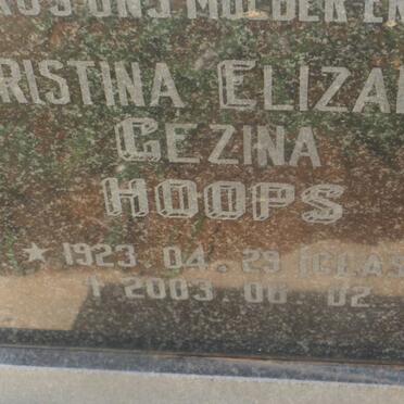 HOOPS Christina Elizabeth Gezina 1923-2003