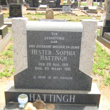 HATTINGH Hester Sophia 1918-1981