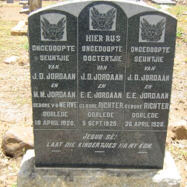JORDAAN Ongedoopte seuntjie -1920 :: JORDAAN Ongedoopte dogtertjie -1925 :: JORDAAN Ongedoopte seuntjie -1928