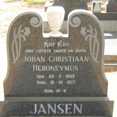 JANSEN Johan Christiaan Heroneymus 1882-1977