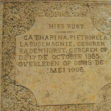 LABUSCHAGNIE Catharina Pietronela nee BADENHORST 1865-1906