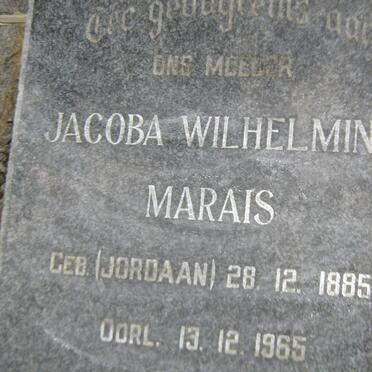MARAIS Jacoba Wilhelmina nee JORDAAN 1885-1965