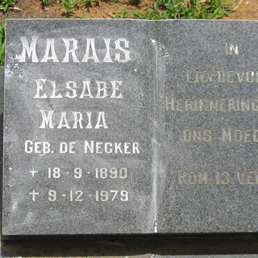 MARAIS Elsabe Maria nee DE NECKER 1890-1979