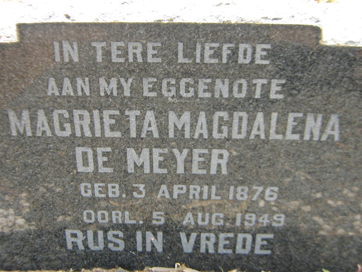 MEYER Magrieta Magdalena, de 1876-1949