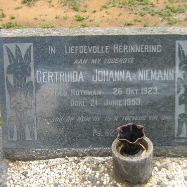 NIEMANN Gertruida Johanna nee ROTHMAN 1923-1953