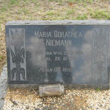 NIEMANN Maria Dorathea nee VAN WYK 1901-1947