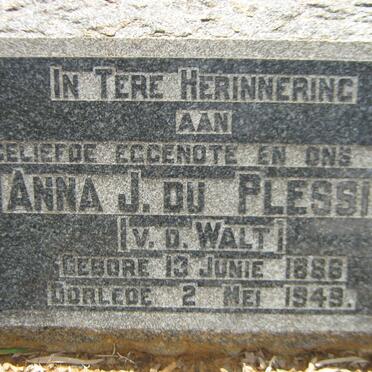 PLESSIS Anna J., du nee V. D. WALT 1886-1949