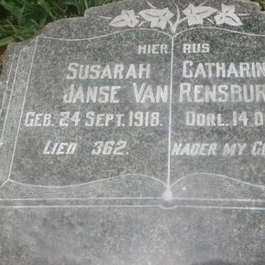 RENSBURG Susarah Catharina, Janse van 1918-1954