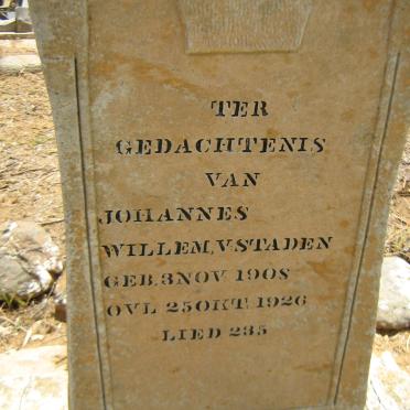 STADEN Johannes Willem, v. 1908-1926