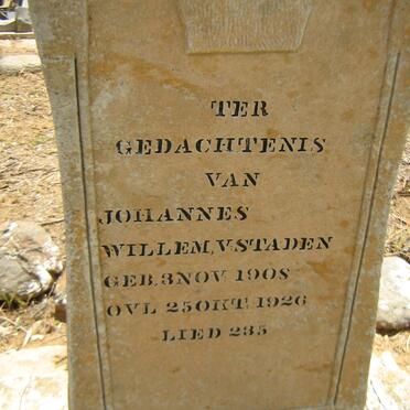 STADEN Johannes Willem, v. 1908-1926