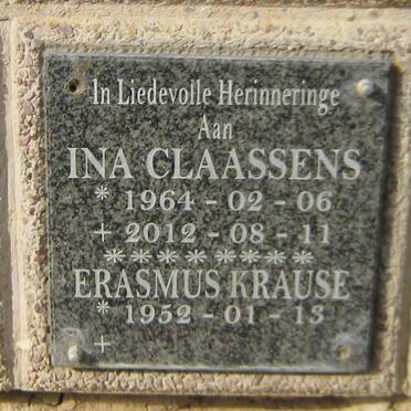 CLAASSENS Erasmus Krause 1952- &amp; Ina 1964-2012