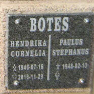 BOTES Paulus Stephanus 1948- &amp; Hendrika Cornelia 1946-2016