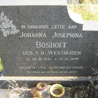 BOSHOFF Johanna Josephina nee VAN DER WESTHUIZEN 1926-1979