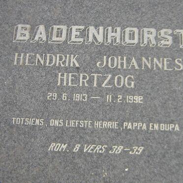 BADENHORST Hendrik Johannes Hertzog 1913-1992