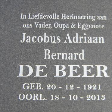 BEER Jacobus Adriaan Bernard, de 1921-2013