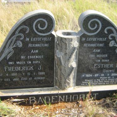 BADENHORST Frederick J. 1910-1980 &amp; Esther D. GOUWS 1924-2014