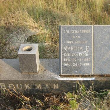 BEUKMAN Martha E. nee VAN EEDEN 1893-1984