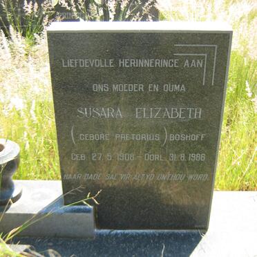 BOSHOFF Susara Elizabeth nee PRETORIUS 1908-1986