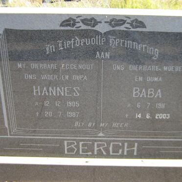 BERGH Hannes 1905-1987 &amp; Baba 1911-2003