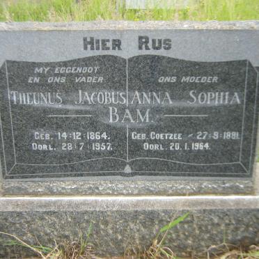 BAM Theunus Jacobus 1864-1957 &amp; Anna Sophia COETZEE 1881-1964