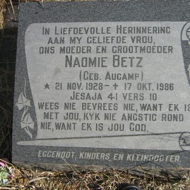 BETZ Naomie nee AUCAMP 1928-1986