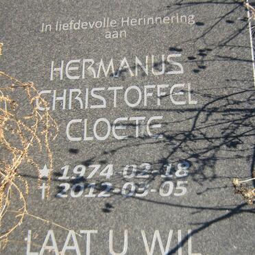 CLOETE Hermanus Christoffel 1974-2012