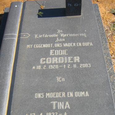 CORDIER Eddie 1928-2003 &amp; Tina 1937-