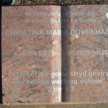 DUVENHAGE Christina Maria 1908-2009